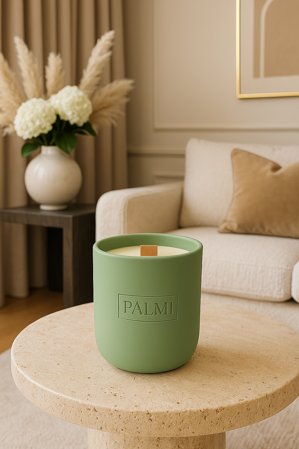 Lime & Citrus – Grüne Keramik-Duftkerze mit Holzdocht
