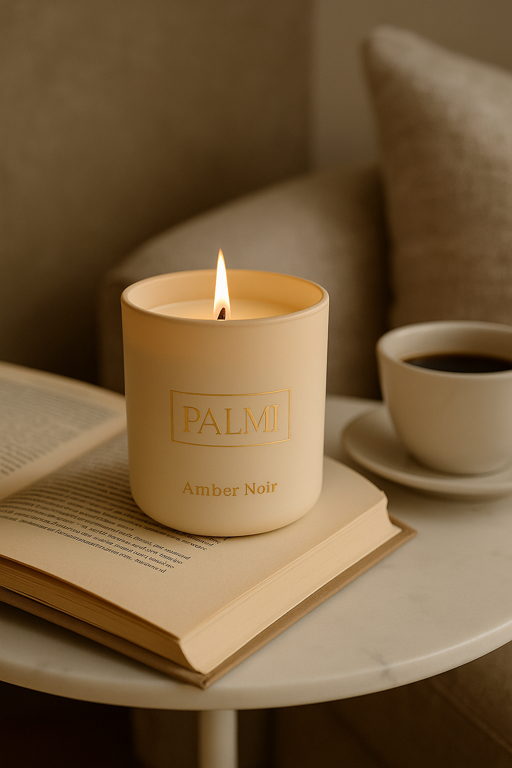 PALMI Amber Temptation – edle Luxuskerze im Zylinder-Glas