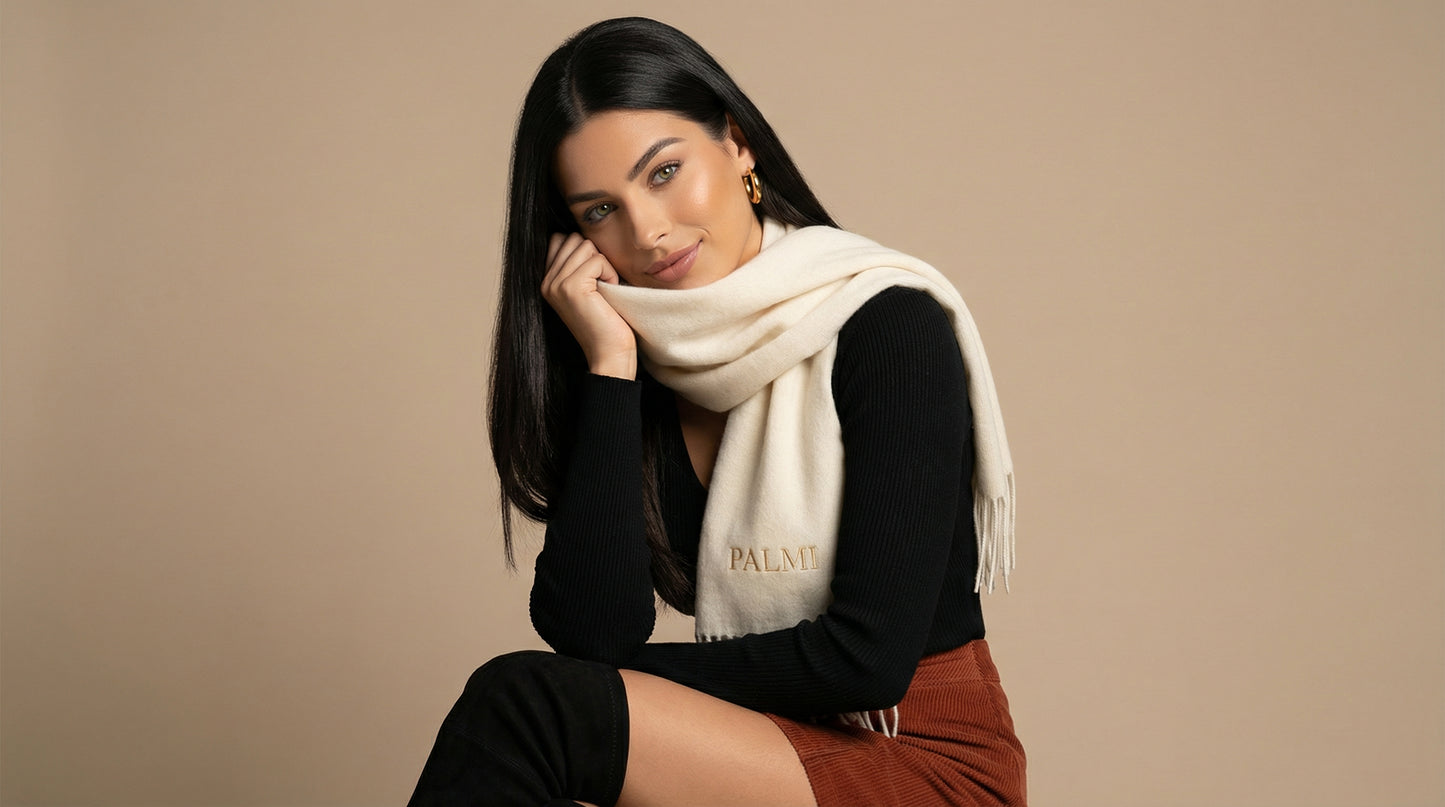 PALMI Cashmere Scarf – 100 % Kaschmir | Cream White