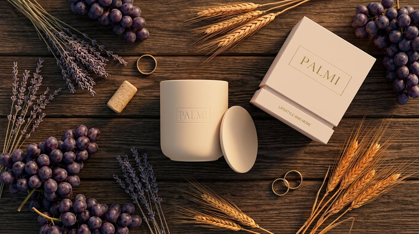 Amber Noir – Keramik Luxus Duftkerze mit Holzdocht | PALMI