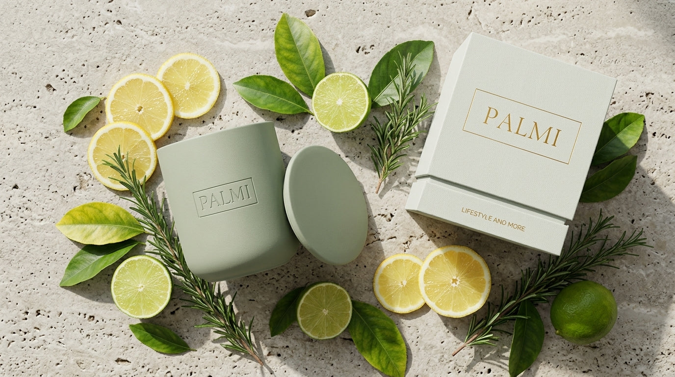 Lime & Citrus – Keramik Luxus Duftkerze mit Holzdocht von PALMI