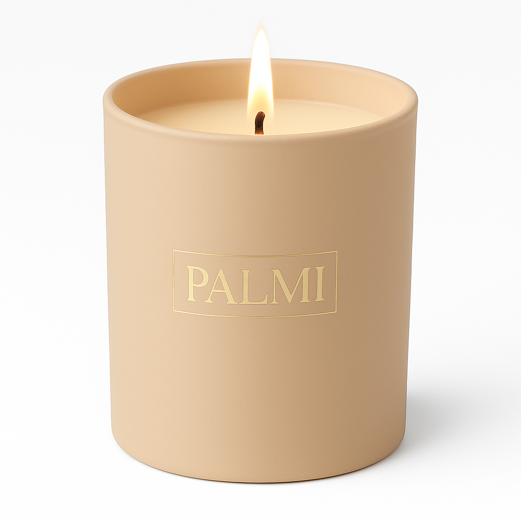 PALMI  Amber Temptation – edle Luxuskerze im Zylinder-Glas