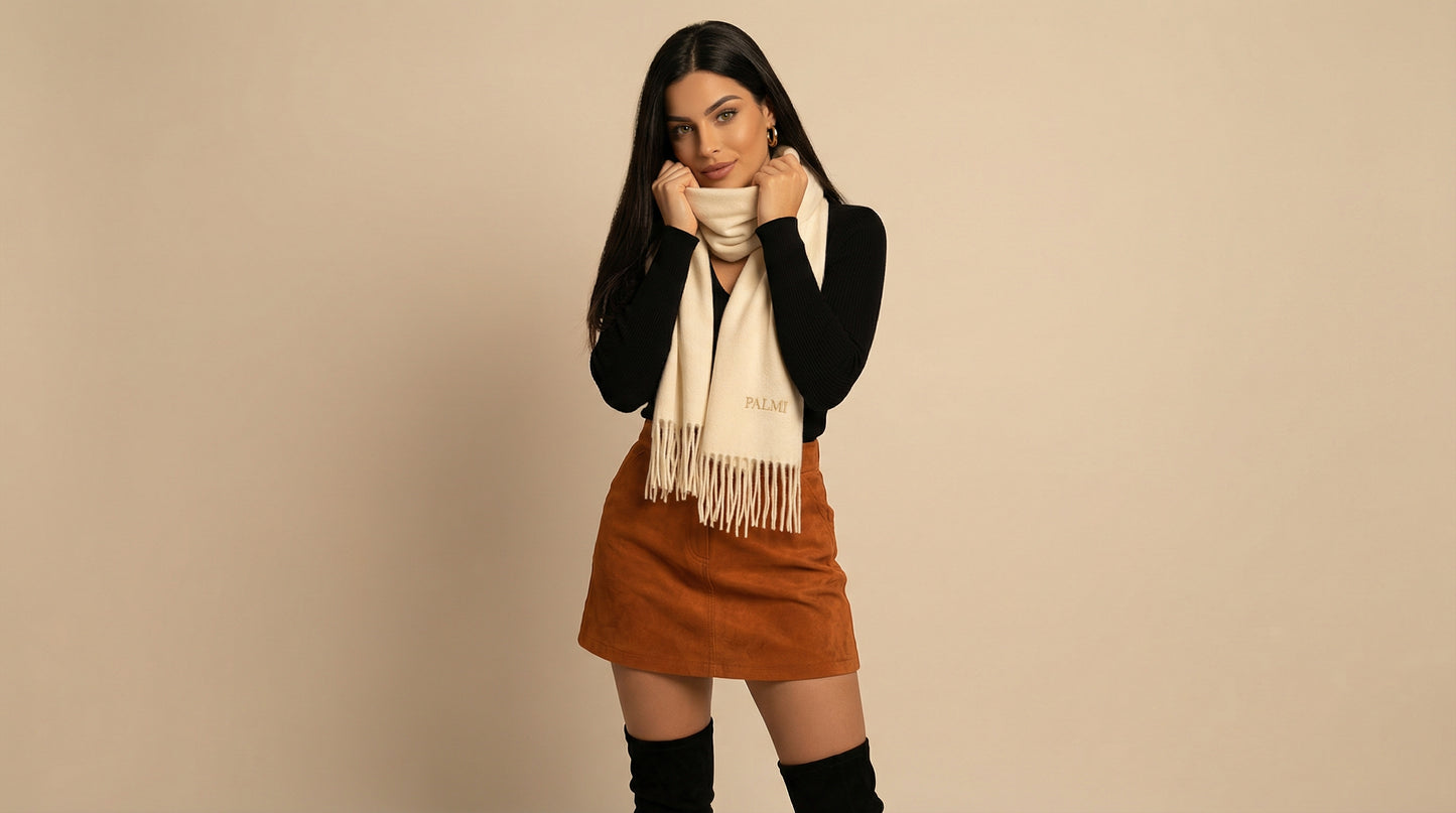 PALMI Cashmere Scarf – 100 % Kaschmir | Cream White