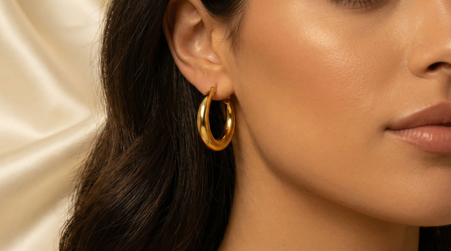 PALMI Goldene Creolen – 925 Silber | 18K Vergoldung