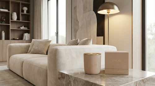 Amber Noir – Luxus Duftkerze im beigen U-Glas | PALMI