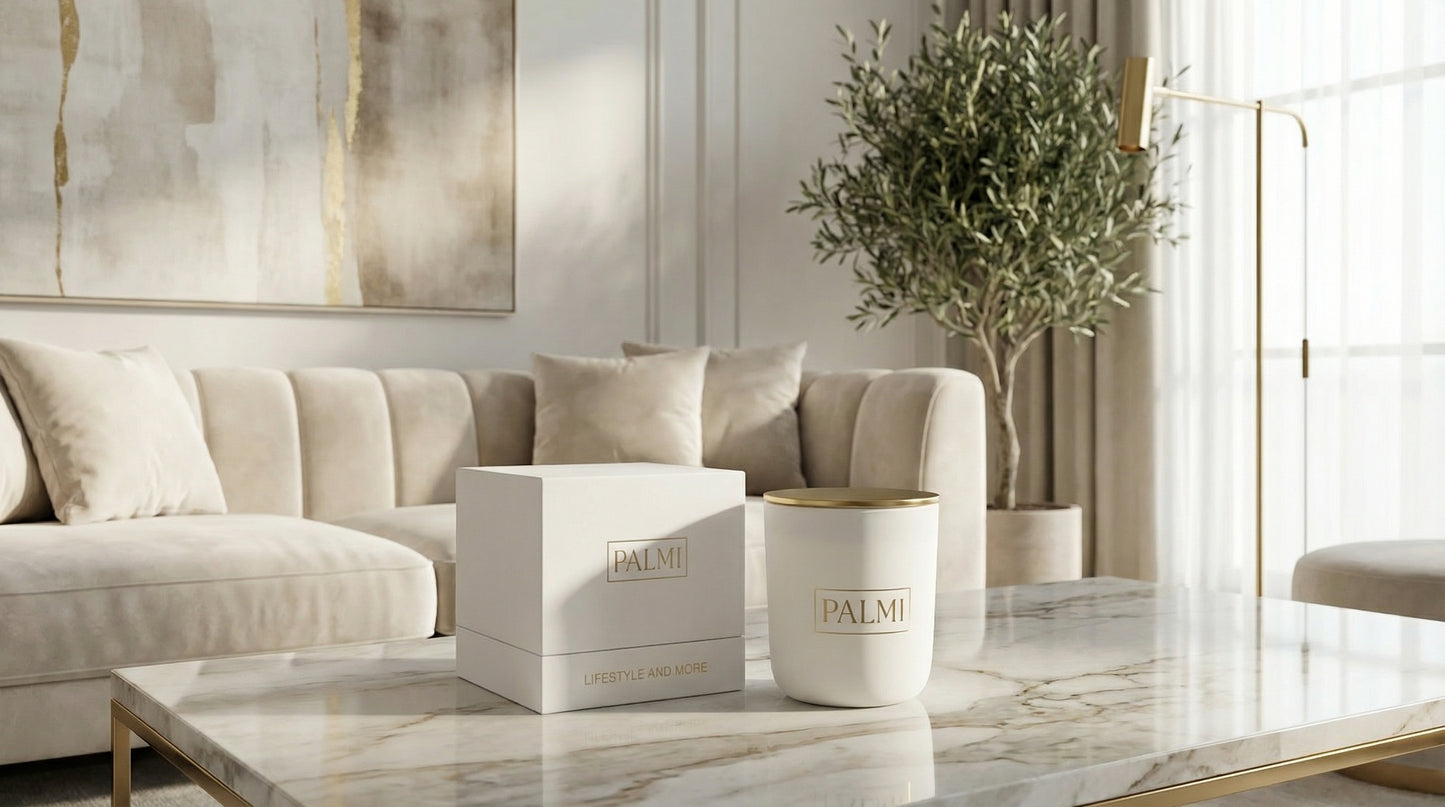 Calm Coconut – Luxus Duftkerze im weißen U-Glas | PALMI