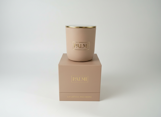 Amber Noir – Luxus Duftkerze im beigen U-Glas | PALMI