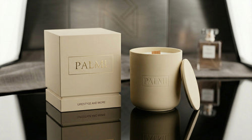 Amber Noir – Keramik Luxus Duftkerze mit Holzdocht | PALMI