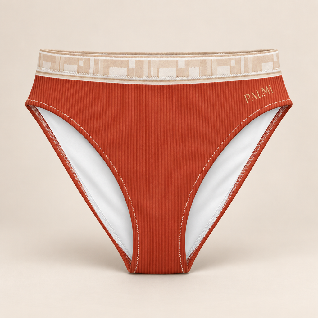 PALMI High-Waist Bikini Bottom – Mediterranean Rust