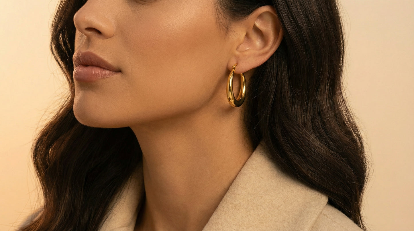 PALMI Goldene Creolen – 925 Silber | 18K Vergoldung