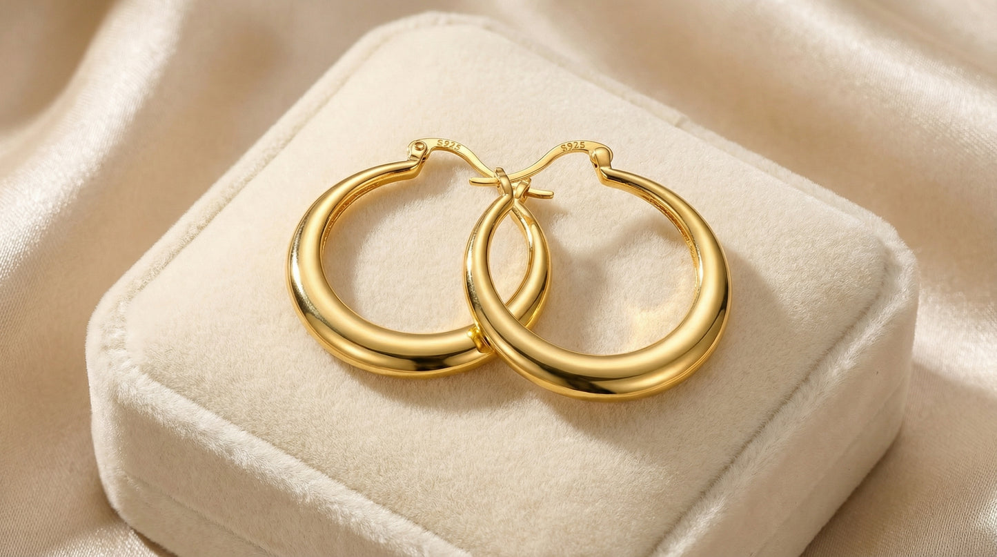 PALMI Goldene Creolen – 925 Silber | 18K Vergoldung