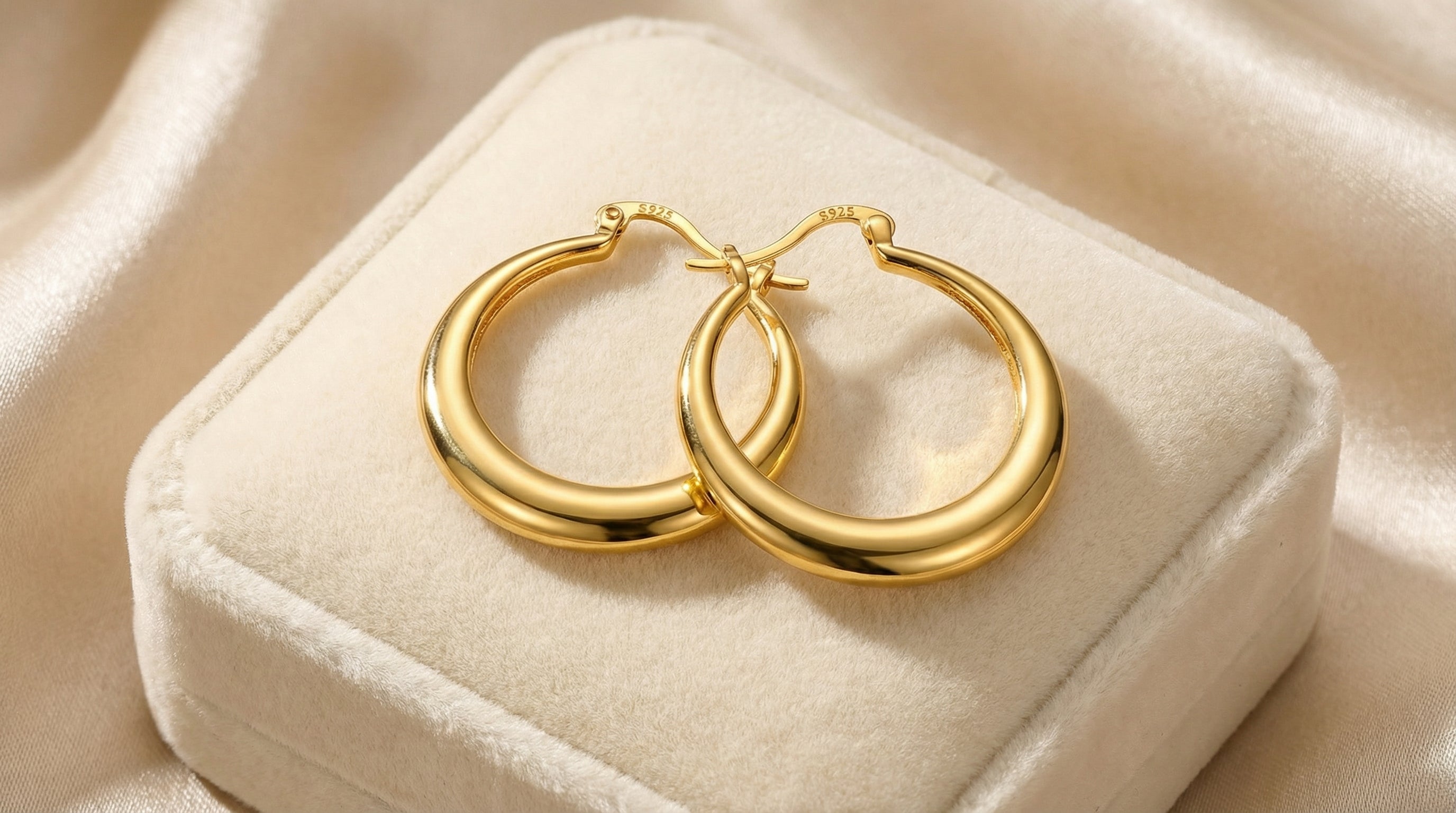 PALMI Goldene Creolen – 925 Silber | 18K Vergoldung