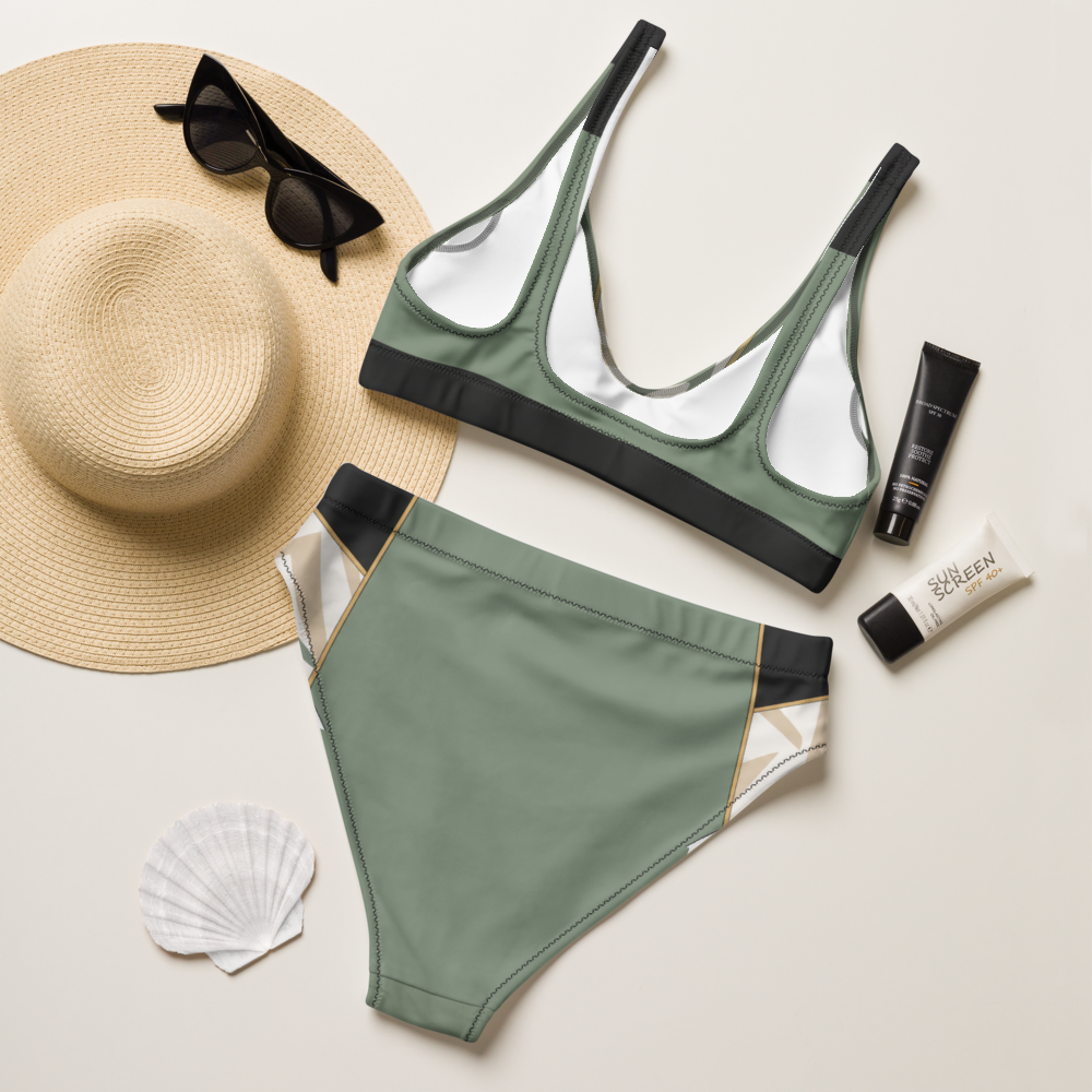 PALMI High Waist Bikini – Verde Mosaico