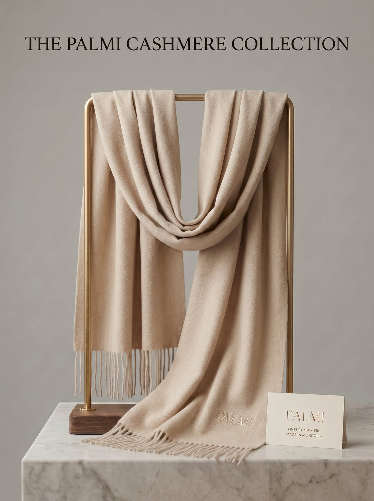 PALMI Cashmere Scarf – 100 % Kaschmir | Warm Beige