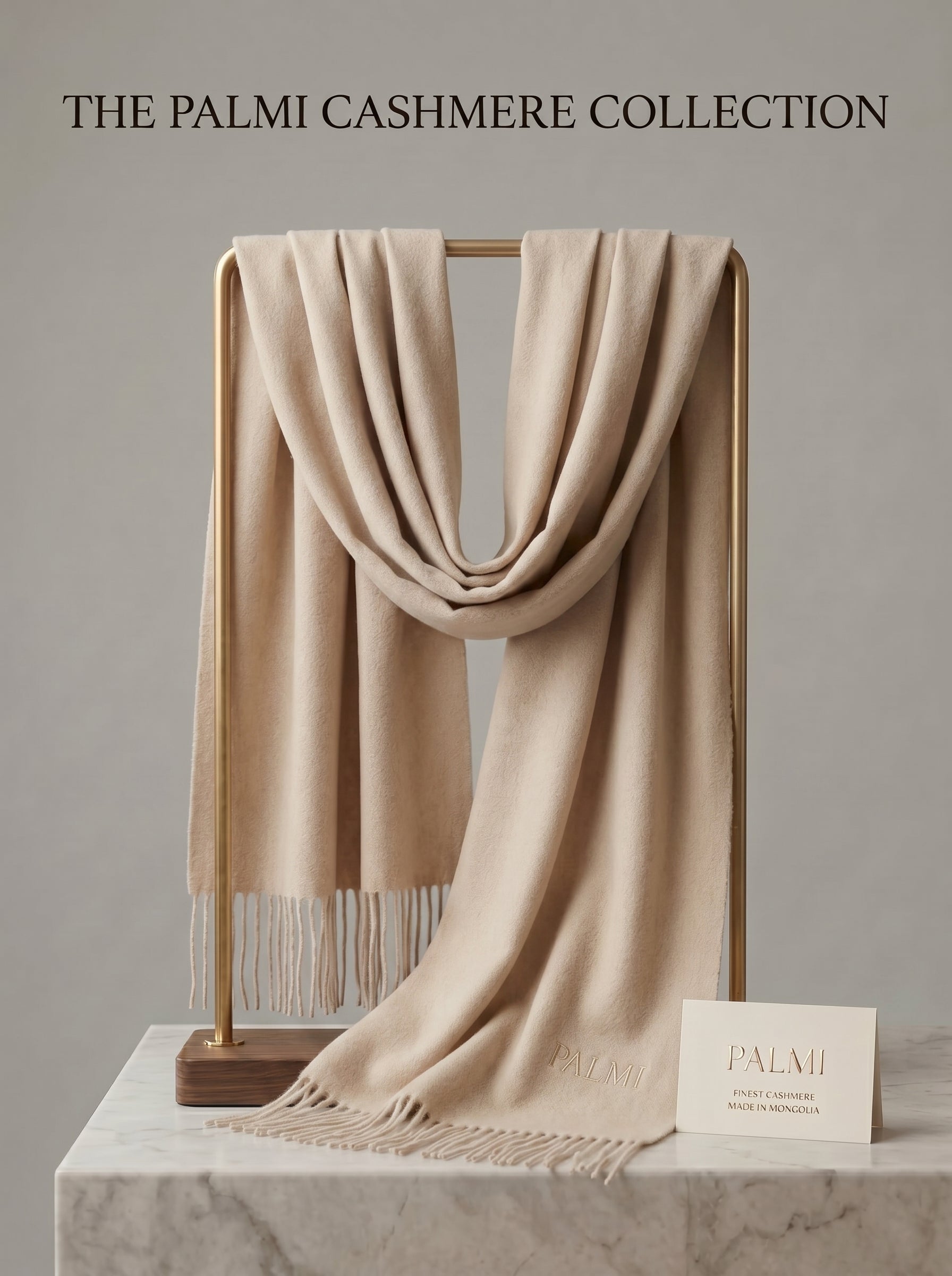 PALMI Cashmere Scarf – 100 % Kaschmir | Warm Beige