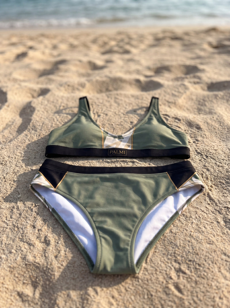 PALMI High Waist Bikini – Verde Mosaico